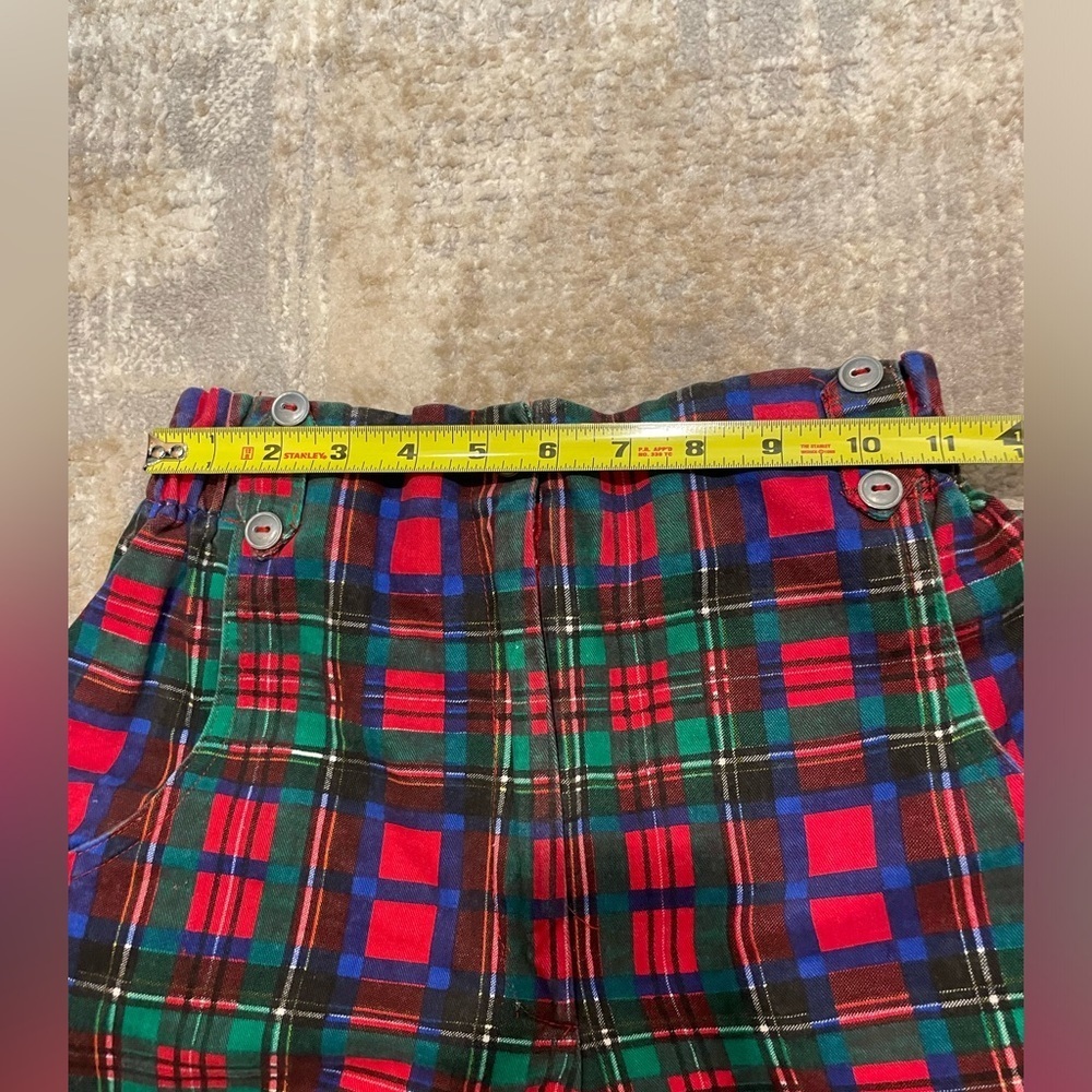 Vintage Crazy Horse Red Plaid High Waisted Elastic Stretch Waist Shorts Size 6 - Picture 6 of 8